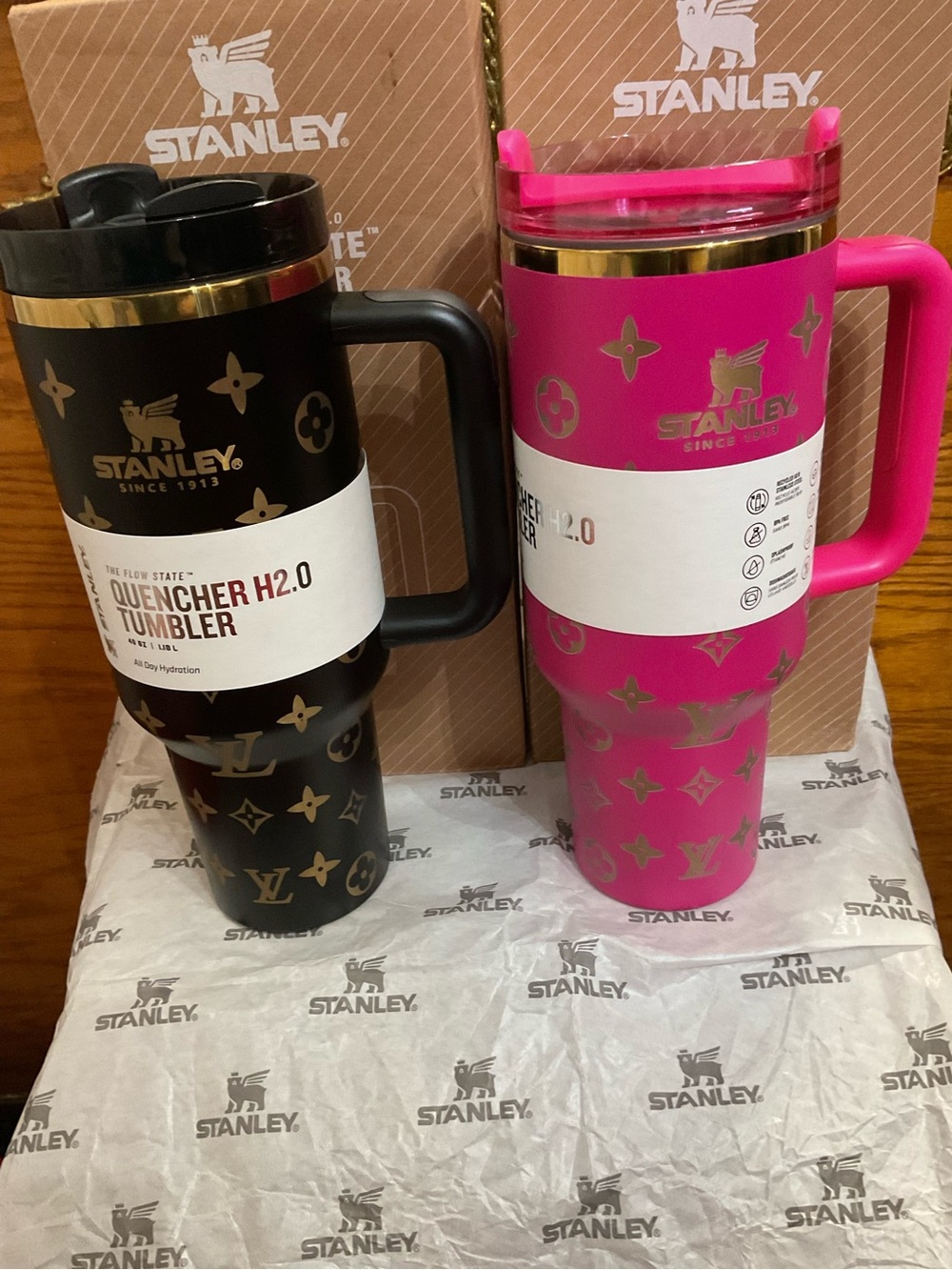 Stanley Pink and Black Patterned Quencher Tumbler Set